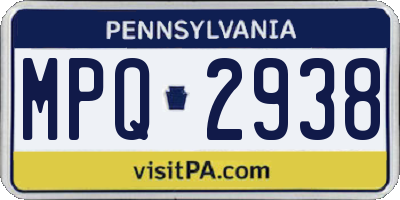 PA license plate MPQ2938