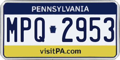 PA license plate MPQ2953
