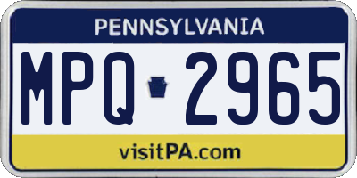 PA license plate MPQ2965