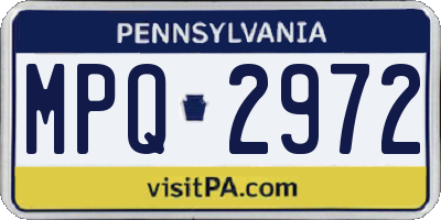 PA license plate MPQ2972