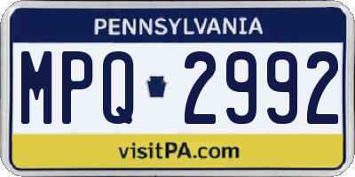 PA license plate MPQ2992