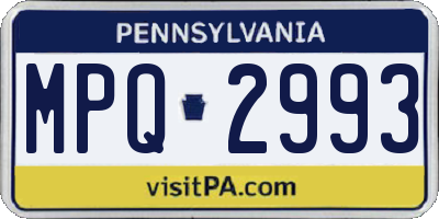 PA license plate MPQ2993