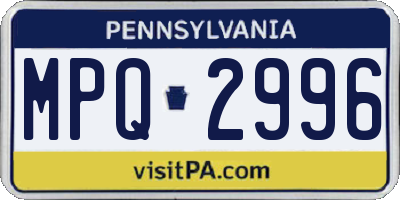 PA license plate MPQ2996