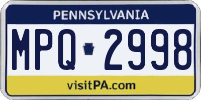 PA license plate MPQ2998