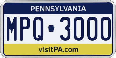PA license plate MPQ3000