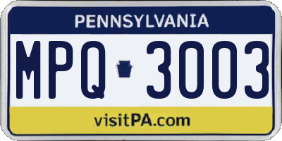 PA license plate MPQ3003
