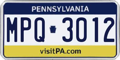 PA license plate MPQ3012