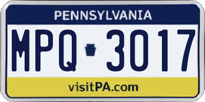 PA license plate MPQ3017
