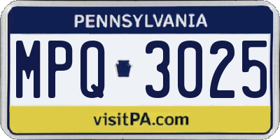 PA license plate MPQ3025