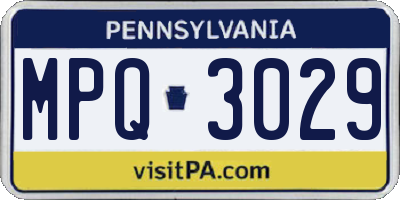 PA license plate MPQ3029