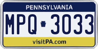 PA license plate MPQ3033