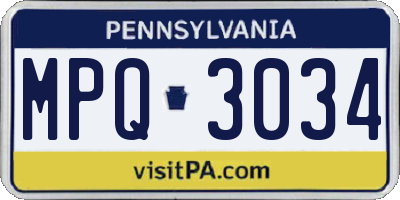 PA license plate MPQ3034
