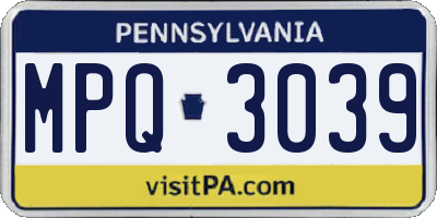 PA license plate MPQ3039