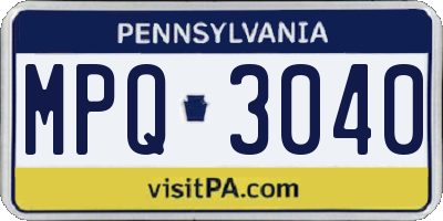 PA license plate MPQ3040