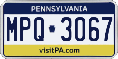 PA license plate MPQ3067