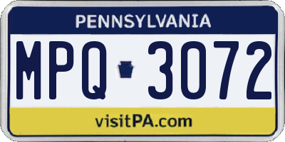 PA license plate MPQ3072