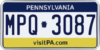 PA license plate MPQ3087