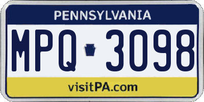 PA license plate MPQ3098
