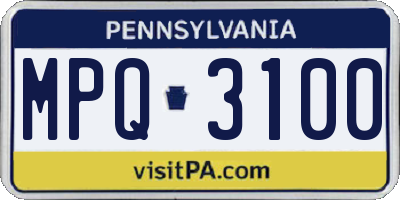 PA license plate MPQ3100
