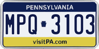 PA license plate MPQ3103
