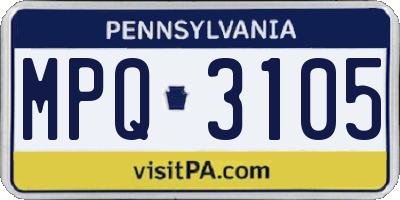 PA license plate MPQ3105