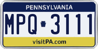 PA license plate MPQ3111