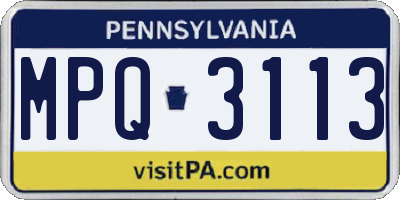 PA license plate MPQ3113