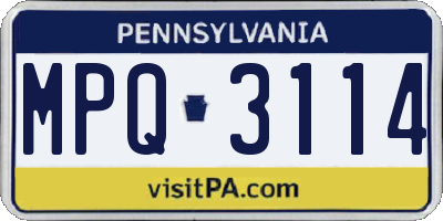 PA license plate MPQ3114