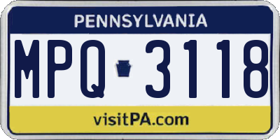 PA license plate MPQ3118