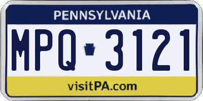 PA license plate MPQ3121