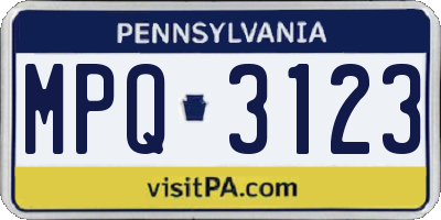 PA license plate MPQ3123