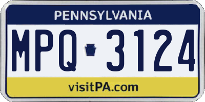 PA license plate MPQ3124