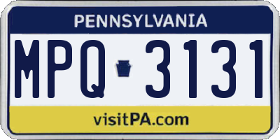 PA license plate MPQ3131