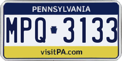 PA license plate MPQ3133