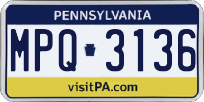PA license plate MPQ3136