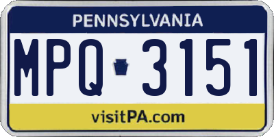 PA license plate MPQ3151