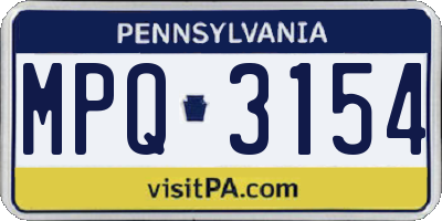 PA license plate MPQ3154