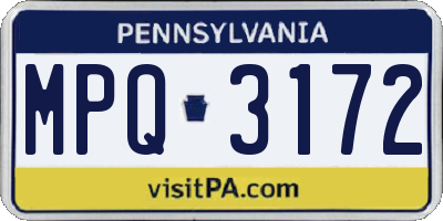 PA license plate MPQ3172