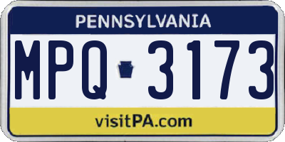 PA license plate MPQ3173