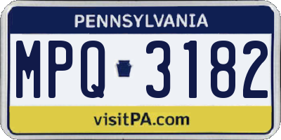 PA license plate MPQ3182