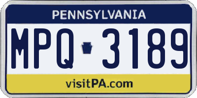 PA license plate MPQ3189