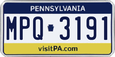 PA license plate MPQ3191
