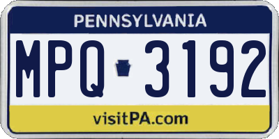 PA license plate MPQ3192
