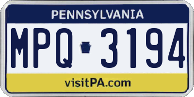 PA license plate MPQ3194
