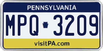 PA license plate MPQ3209