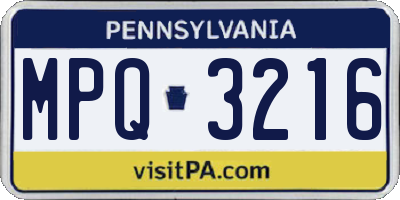 PA license plate MPQ3216