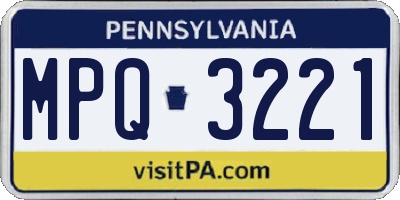 PA license plate MPQ3221