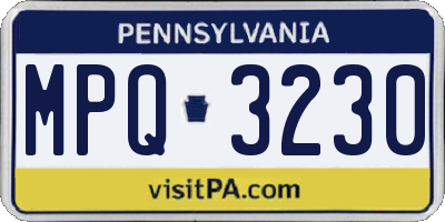 PA license plate MPQ3230