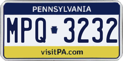 PA license plate MPQ3232