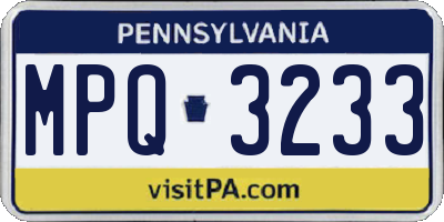 PA license plate MPQ3233